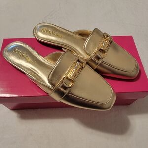 Lilly Pulitzer Gold Mules with Buckle